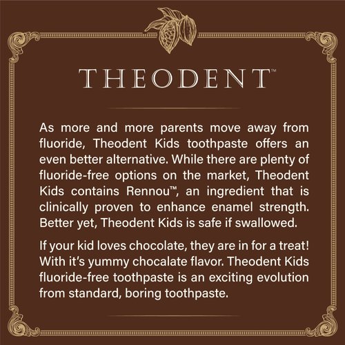 Theodent Fluoride-Free, Natural, Kids Toothpaste, Chocolate Chip Flavored (3.4 Ounces, 96.4 Grams)