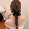 3 Pcs Flower Hair Claw Clips for Women Big Mesh Flower Hair Claw with Pearl Cute Floral Hair Accessories for High Ponytail Non Slip Strong Hold Hair Clips for Thick Hair