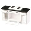 Wooden Dollhouse Kitchen Stove, Miniature Dolls House Oven, Four Burners, Range, Cabinet, 1/12 Scale, White Farmhouse