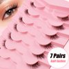 Half Lashes with Clear Band, 10mm Natural Look Cat-Eye Lashes Flu-ffy Wispy 3D Curly Eyelashes, that Look Like Extensions Accent Lashes Faux Mink False Eyelashes 7 Pairs Pack(CZ-3D04)
