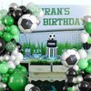 GRESATEK Soccer Party Balloon Garland Arch Kit, Green Black White Metallic Sliver Balloons Decorations With Soccer Foil Balloon for Men Teen Kids Soccer Football Theme Birthday Party Decor Supplies