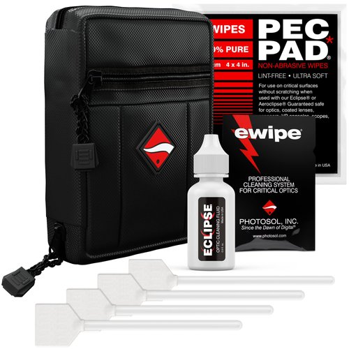Photographic Solutions Digital Survival Kit - Type-3 (24mm) Sensor Swabs, PEC-PAD Photo Wipes, E-Wipe Packet, Eclipse Optic Cleaning Fluid - Camera Cleaning Kit with Travel Bag