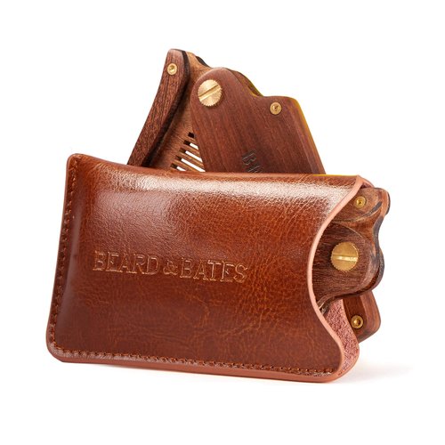 Beard & Bates | Genuine Leather Pouch - for The Sandalwood Switchblade | Protective Accessory Case for Wooden Comb (Pouch ONLY!!)