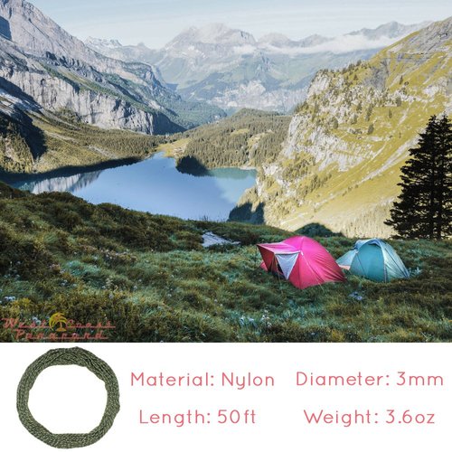 West Coast Paracord Reflective Tent Guyline Nylon Cord Rope for Outdoor Camping, Tent 50 Feet (Green)