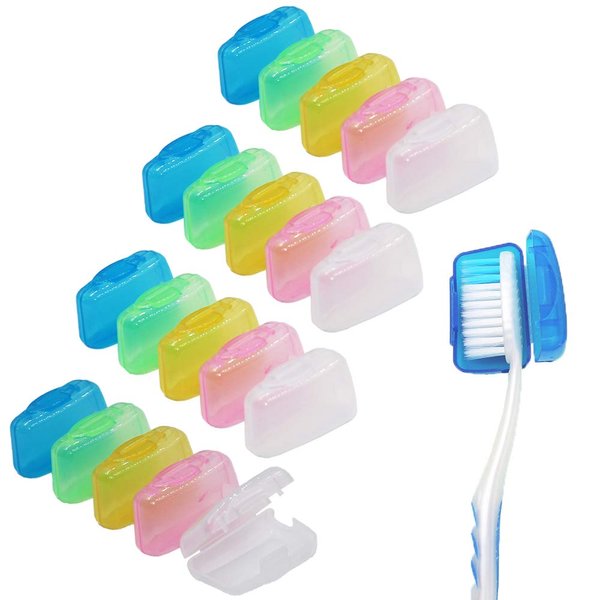 V-TOP 20 Pack Travel Toothbrush Head Covers, Portable Toothbrush Pod Caps Case Protector for Home and Outdoor