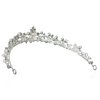 SAMKY Bridal Tiara Wedding Crown Pink Crystal Pearl Headpiece Hair Accessories for Bride