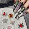 30Pcs Halloween Nail Charms 3D Spider Nail Charm Gold Silver Spider Nail Red Jewelry Gems Shiny Alloy Designs Goth Nail Charm Nail Set for Women Acrylic Nails Supplies DIY Horror Nail Art Decorations