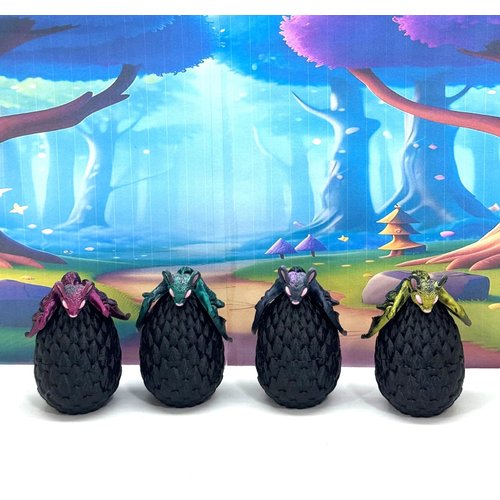 4Pcs 3D Printed Bat with Eggs, 3D Printed Egg, Articulated Fidget Toys for Halloween Decor, Halloween Decorations for Craft Haunted House Accessories Party Favors-MB001-4SET