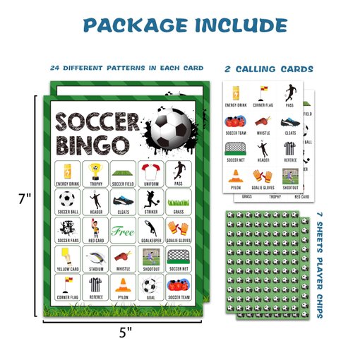 OZTEMETY Soccer Bingo Card Game, Soccer Bingo Game for Adults, Sports Party Supplies, Favors, Soccer Party Decorations, Gift – 24 Players Bingo Game, C05
