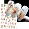 Autumn Maple Leaf Nail Art Stickers Fall Leaf Nail Decals 6PCS Leaf Plant 3D Self-Adhesive Nail Art Supplies Decals Fall Sticker for Nails Holiday Manicure Accessories for Women Nail Art Decorations