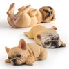 BRETOYIN 3PCS Bulldogs Figurines Realistic 1-3Inch Puppy Party Decorations for Girls Sleeping Dog Figurines for Kids Dogs Figures Bulldog Toys Dollhouse Christmas Birthday Gift