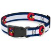 Dog Collar Plastic Clip Colorado Flag Snowboarder Blue White Red Yellow 9 to 15 Inches 1.0 Inch Wide