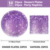50 Pcs Purple Birthday Plates and Napkins Purple and Silver Happy Birthday Party Supplies for 25 Guests Table Decorations for Women Girl Birthday Decorations Paper Plates Napkins