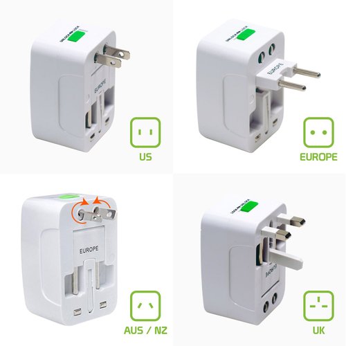 Portable Worldwide Universal Power Adapter All in One International Out of Country Travel Wall Charger Plug for Wall Plug Input in USA EU UK France Italy Australia India Outlets by Cellet