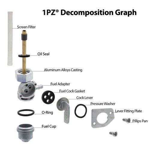 1PZ HX3-P02 Fuel Valve Petcock Switch Shut Off Replacement for Honda TRX 300 TRX300FW Fourtrax 1988 1989 1990 1991 1992 1993 1994 1995 1996 1997 1998 1999 2000