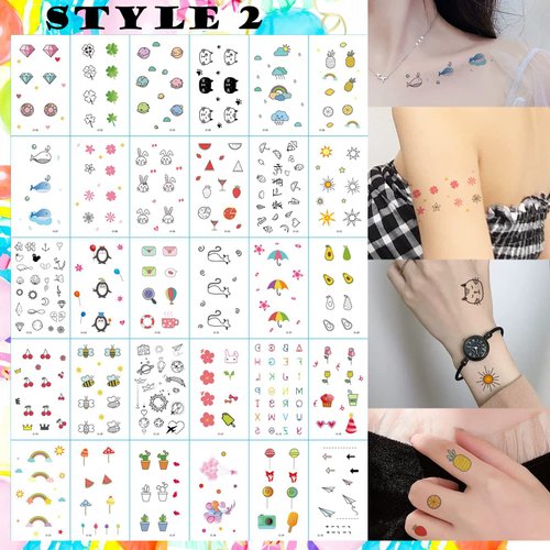 Summer Kids Tiny Temporary Tattoos, 60 Sheets Waterproof Cute Tattoo Stickers for Girls Women, Small Fake Tattoos for Party Favors Supplies Gifts