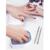 Nail Soaking Bowl, Soak Off Gel Polish Dip Powder Remover Manicure Bowl with Triangle Cuticle Peeler and Stainless Steel Cuticle Pusher Nail Art Tool (Blue-1Piece)