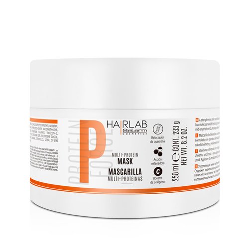 Salerm - Damaged Hair Mask - Multi-Proteins Hair Lab - 250 ml - Replenishes Natural Keratin - Adds Body to Hair - Strengthens and Repairs Hair - Paraben-Free