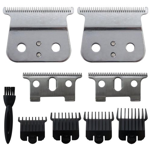 Xspeedonline 2 Pack T outliner Blade Hair Clipper/Trimmer Replacement Blades for Andis T Outliner Clipper, for GTX Trimmer (Silver Steel T Blade + Silver Steel Blade)