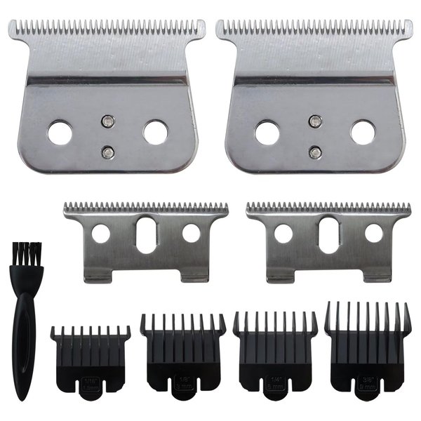 Xspeedonline 2 Pack T outliner Blade Hair Clipper/Trimmer Replacement Blades for Andis T Outliner Clipper, for GTX Trimmer (Silver Steel T Blade + Silver Steel Blade)