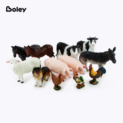 Boley Farm Animal Figures - 12 Pack Small Farm Animal Toys Kids Ages 3 and Up - Realistic Plastic Animal Figurines - Farm Animals for Toddlers