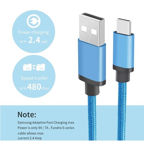 Generic USB C Cable, Type C Cord Fast Charging Data Sync Braided Compatible with iPhone 15/15 Pro Max Galaxy S23 S22 S21, LG, Pixel iOS Tablet N Switch and Other Type C Output Devices (Blue)