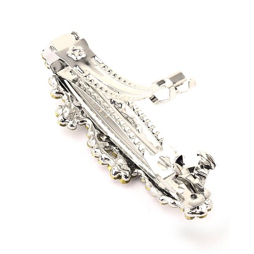 Women&#39;s Rhinestone Metal Hair Barrette Clip Hair Pin Antique Silver IMB2101, Brown
