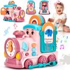 hahaland 1 Year Old Girl Gifts - Activity Musical Train with Talking Flash Cards Bilingual (EN/ES), Educational Learning Toys for Toddlers 1-3, Baby Toys 12-18 Months Girl Easter Basket Stuffers