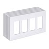 BESTTEN 5 Pack 4-Gang Screwless Decorative Wall Plate, Decorator Outlet Cover, USWP6 Snow White Series, H4.69” x L8.35”, for Light Switch, Dimmer, GFCI, USB Receptacle