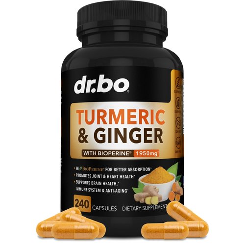 Turmeric Curcumin with BioPerine & Ginger Supplement - Joint Support Supplements, 1950mg Organic Tumeric and Curcumin BioPerine Black Pepper Extract Pills - Turmeric and Ginger Supplement 240 Capsules