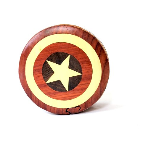 Captain America - Handcrafted Wooden Intarsia Puzzle Box