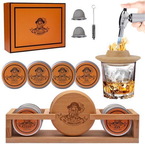 Old Fashioned Cocktail Smoker Kit with Torch & Bar Stand - Whiskey Smoker Kit Gifts for Men, Smoked Cocktail Kit - Drink Smoker Kit, Bourbon Smoker Kit for Drinks, Drink Smoker Infuser Kit (NO BUTANE)
