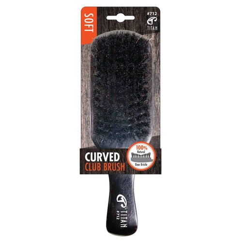 Titan Soft Curved Club Brush For Men All Hair Textures – 1pc, Natural Boar Bristles Wooden Handle, Wooden Hair Brush