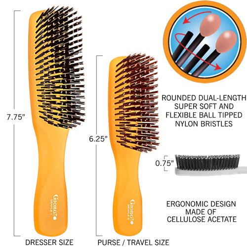 Giorgio GIO1 Gentle Hair Brush Dresser Size. Wet & Dry Pro Hair Brush Detangler. Soft for Sensitive Scalp. Good For Men Women & Kids All hair lengths. Durable and Anti-Static. (Set, Orange)