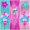 Surprise Party Supplies Birthday Decorations, Pink Teal Fuchsia Curtains and Balloons for Girls Surprise Party Cake Table Supplies to Booths Backdrop