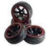 ShareGoo 12mm Hex Wheel Rims & Rubber Tires Compatible with Redcat HPI Tamiya HSP RC 1/10 on-Road Racing Touring Car (Pack of 4)