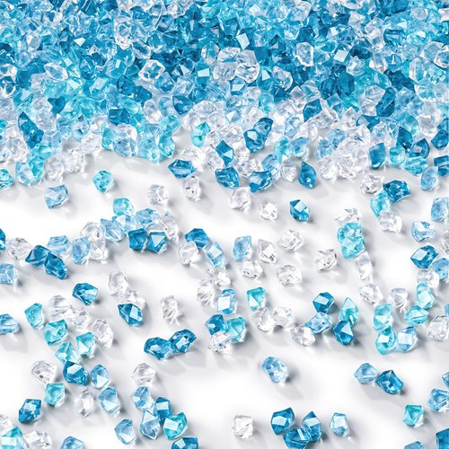 DomeStar 5000PCS Fake Ice Rocks, Mini Fake Clear and Blue Acrylic Crushed Ice Rocks for DIY Craft Wedding Vase Fillers