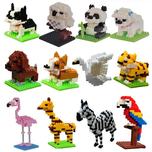 12 Packs Mini Animals Building Blocks Sets Cats Building Toys Party Favors for Kids Educational Brick Kits,Goodie Bags,Classroom Prizes, Birthday Valentines Easter Gifts for Kids Boys Girls