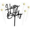 Black Acrylic Happy Birthday Cake Topper Decoration Cupcake Topper For Birthday Party Decorations Supplies(Black 13)