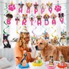 Coskingland Dog Birthday Party Decorations - 12PCS Cute Dog Birthday Decorations Boy Girl Dog Birthday Decorations Doggie Birthday Party Supplies Happy Birthday Banner Hanging Swirls Table Decor