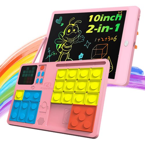 Generic 2 in 1 Toddler Toys, LCD Writing Tablet&Puzzle Game, 530+Brain Teaser Puzzle, Educational&Learning Games Drawing Pad for Kids Teens, Birthday Xmas Gifts for Girls Boys(1 Pack), Pink