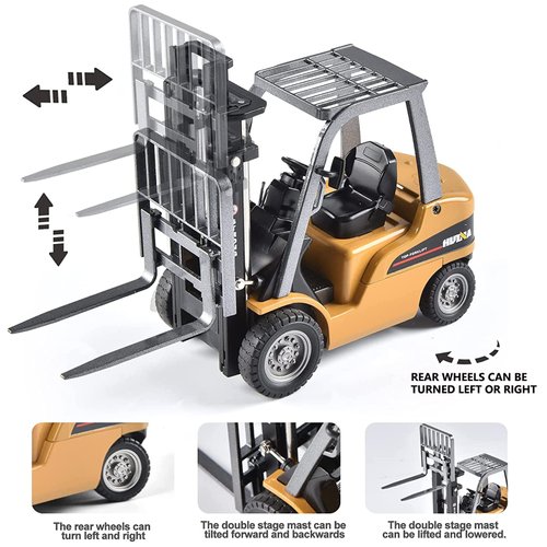 Forklift Truck Toy with Moveable Joint, 1:50 Scale Diecast Warehouse Lifting Vehicle for Kids, Forklift Toy, Alloy Fork Truck Model Toy for Kids Play, Collection or Decorative Ornament