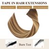 Loxxy Tape in Hair Extensions Seamless Skin Weft Brazilian Natural Remy Thick Human Hair Ombre Chocalate Brown Fading into Chocolate Brown With Strawberry Blonde Highlight R#4-4/27 20pcs 50g 16Inch