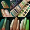 DE'LANCI Glitter Olive Green 12 Colors Makeup Pallet, Multichrome Green Eyeshadow Palette, Matte Shimmer Light Dark Emerald Green Brown Eye Shadow for Hazel Eyes, Bright Sparkly Black Silver Shades