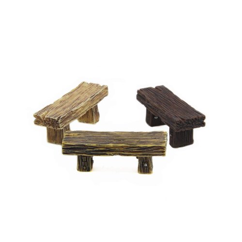 ODDIER 3Pcs Mini Resin Bench Miniature Fairy Garden Bench Dollhouse Accessories Statue DIY Decor Gift