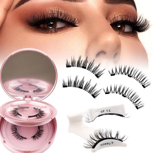 GEMERRY Magnetic Eyelashes Natural Magnetic Eyelashes with Applicator and Mirror Magnetic Lashes Glue-Free Eyeliner-Free Lash Applicator Tool Kit Easy to Wear and Remove