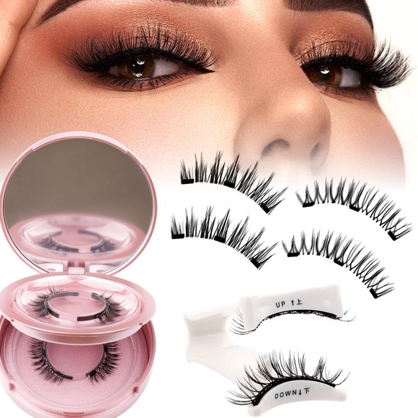 GEMERRY Magnetic Eyelashes Natural Magnetic Eyelashes with Applicator and Mirror Magnetic Lashes Glue-Free Eyeliner-Free Lash Applicator Tool Kit Easy to Wear and Remove