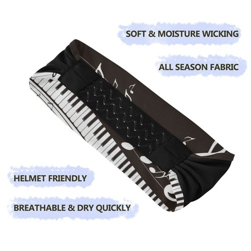 OTVEE Piano Key Musical Note Headband for Women, Elastic Headwraps Hair Band Sweatband