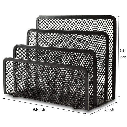 EASEPRES Desk Mail Organizer, 2 Pack Office Small Letter Sorter Desktop File Organizer Metal Mesh with 3 Vertical Upright Compartments