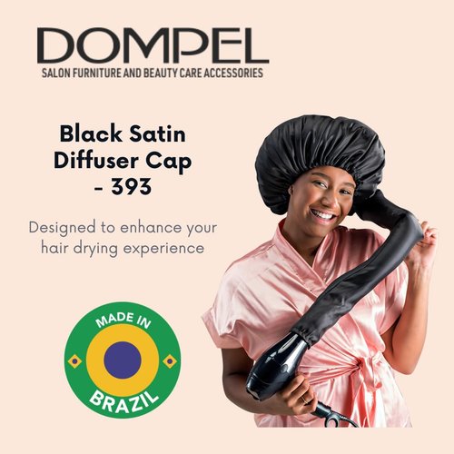 Dompel Black Satin Diffuser Cap | Enhance Hair Drying, Reduce Frizz | Model 393
